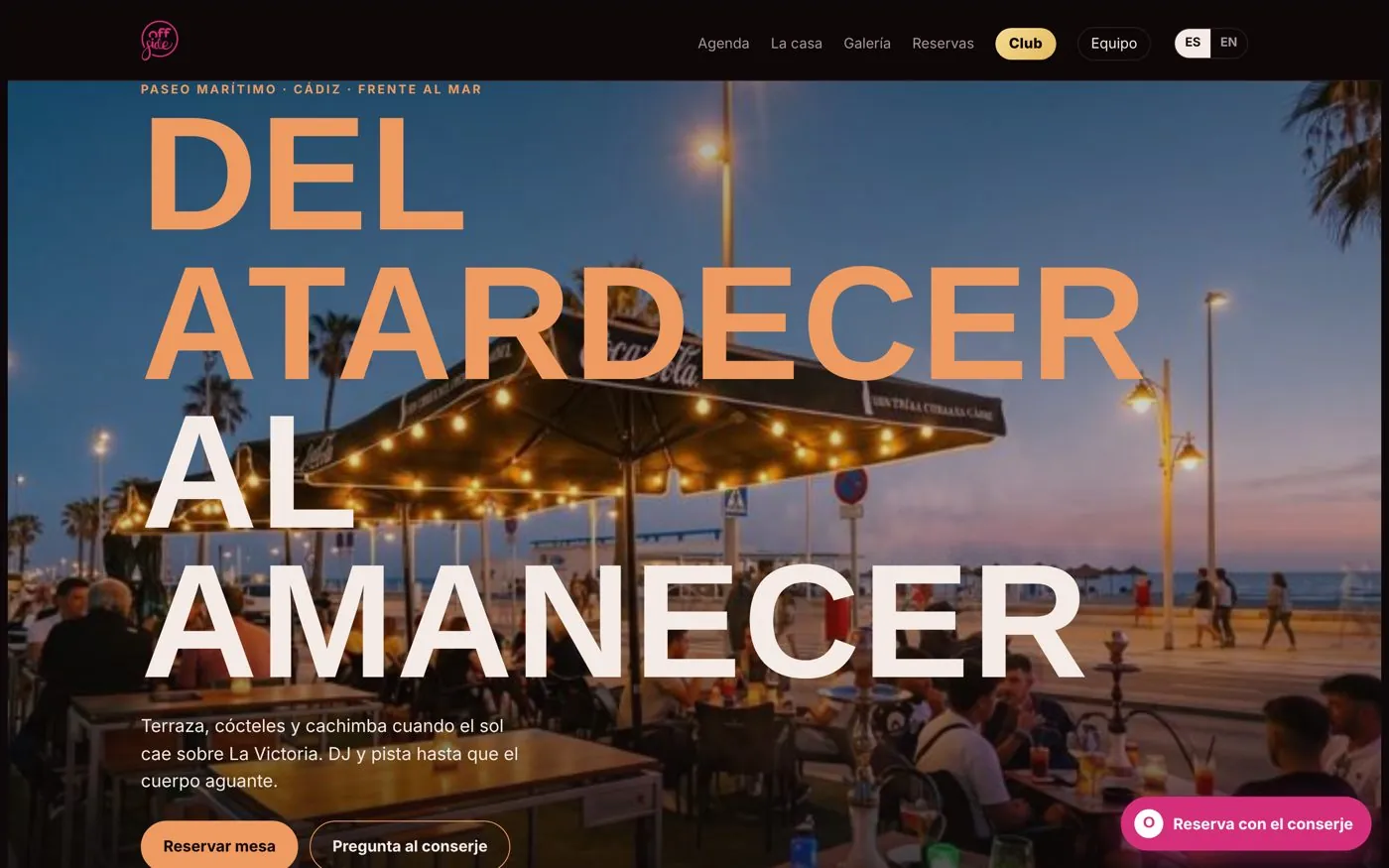 Web de una terraza de copas