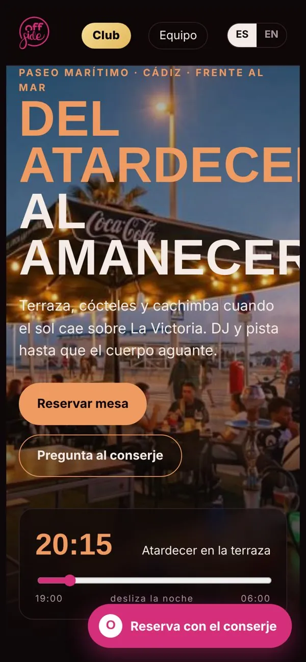 Terraza de copas en el móvil